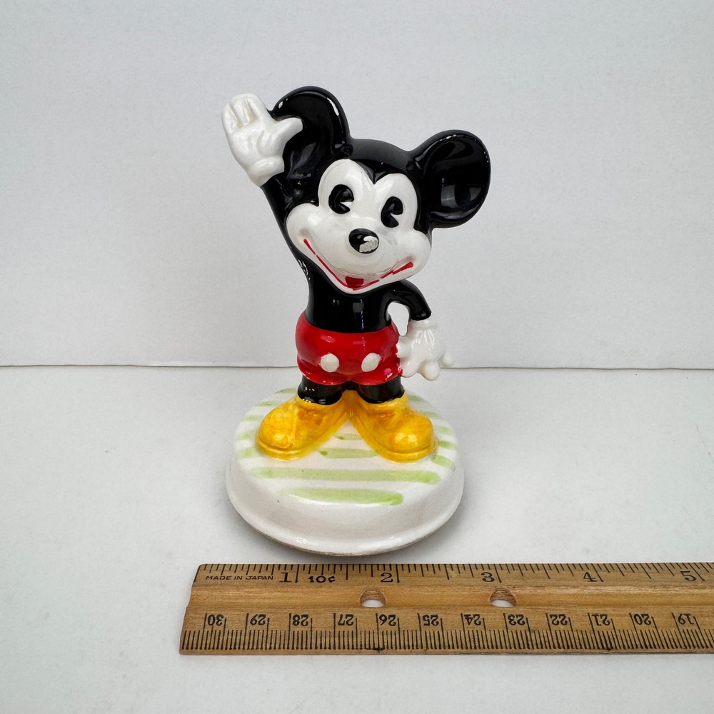 Vtg Mickey Mouse March Musical Schmid Spinning Windup Ceramic Figurine Disney